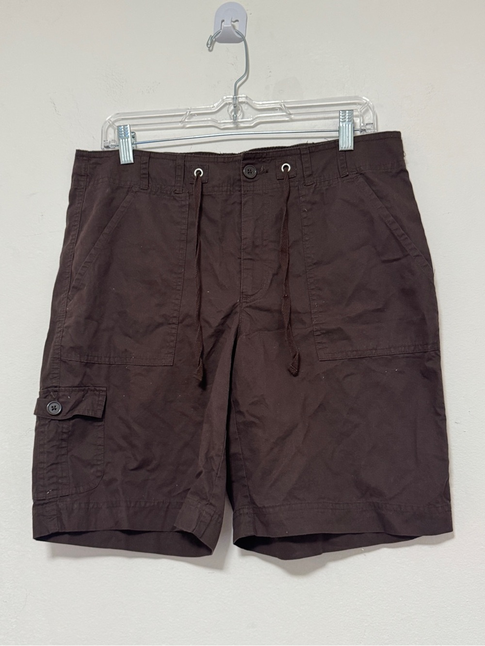 NEW Basic Editions Women’s Brown Cargo Shorts Elastic Drawstring Waist Cotton M - Picture 2 of 10